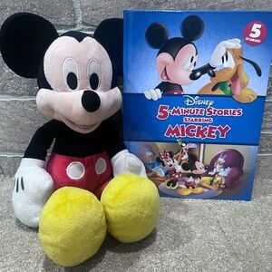 EUC!! Disney Brand 15” Mickey Mouse Plush/Stuffy Toy & 5 Minute Stories Book